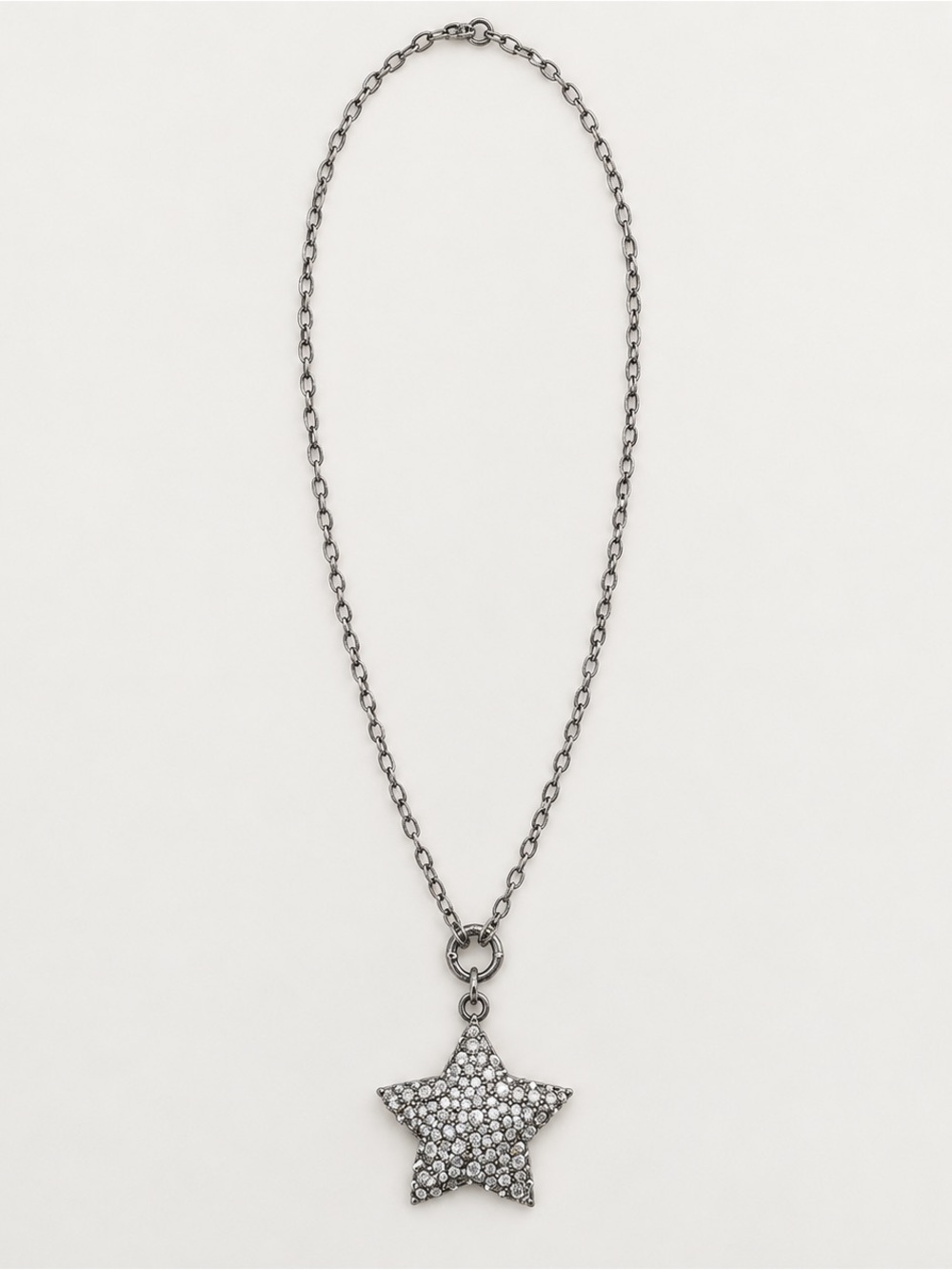 NWOT Silver Tone Clear Rhinestone Star Pendant Toggle Necklace